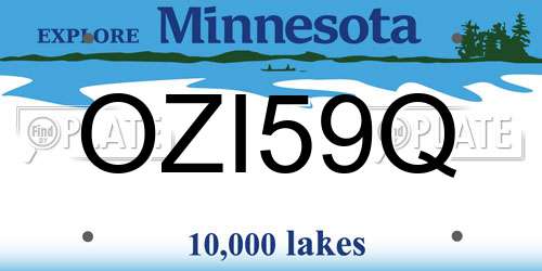 OZI59Q Minnesota License Plate