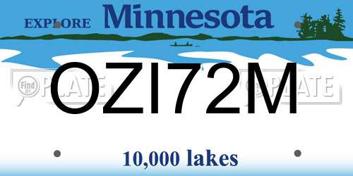 OZI72M Minnesota License Plate