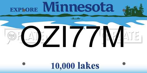 OZI77M Minnesota License Plate