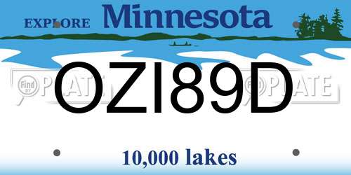 OZI89D Minnesota License Plate