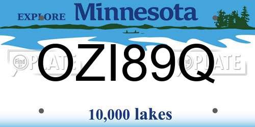 OZI89Q Minnesota License Plate