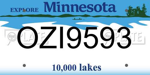 OZI9593 Minnesota License Plate