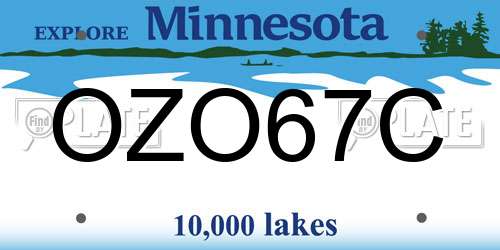 OZO67C Minnesota License Plate