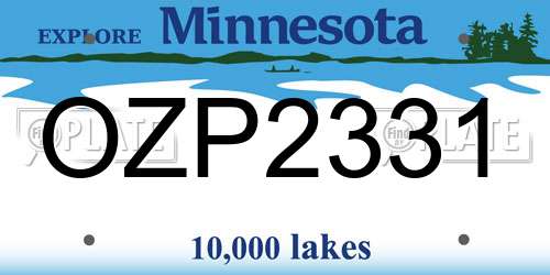 OZP2331 Minnesota License Plate