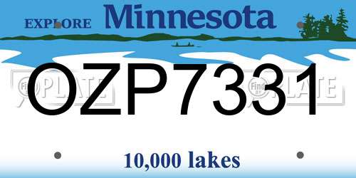 OZP7331 Minnesota License Plate