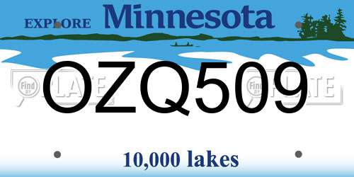 OZQ509 Minnesota License Plate