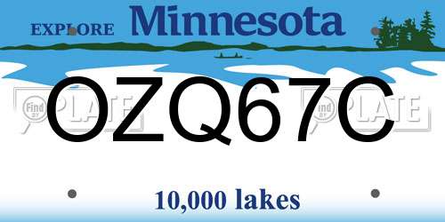 OZQ67C Minnesota License Plate