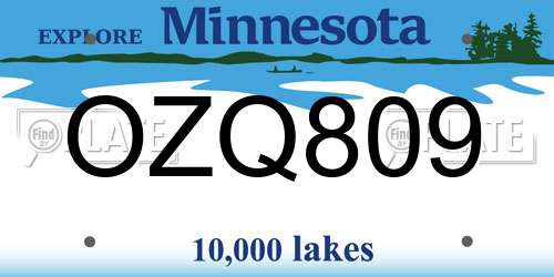 OZQ809 Minnesota License Plate