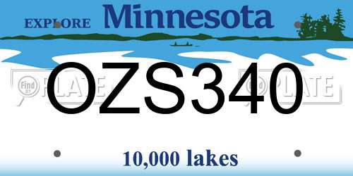 OZS340 Minnesota License Plate