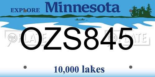 OZS845 Minnesota License Plate