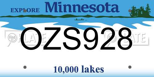 OZS928 Minnesota License Plate