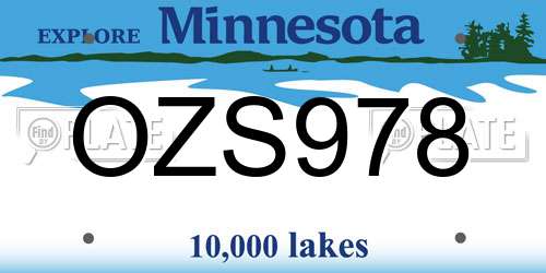 OZS978 Minnesota License Plate