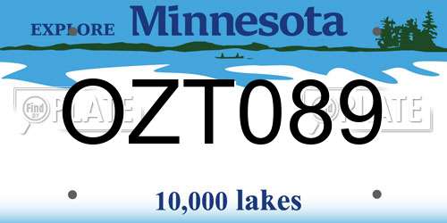 OZT089 Minnesota License Plate