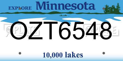 OZT6548 Minnesota License Plate
