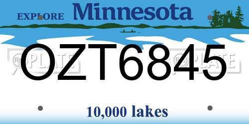 OZT6845 Minnesota License Plate