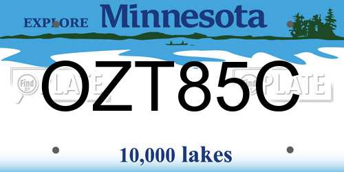 OZT85C Minnesota License Plate