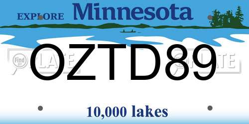 OZTD89 Minnesota License Plate