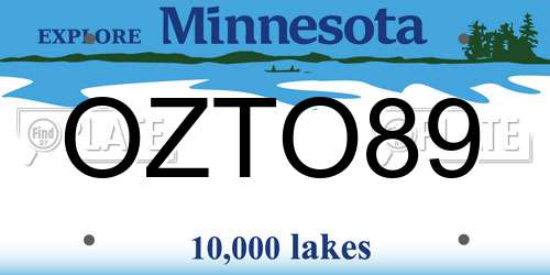 OZTO89 Minnesota License Plate