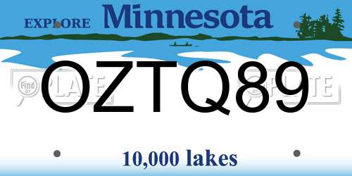 OZTQ89 Minnesota License Plate
