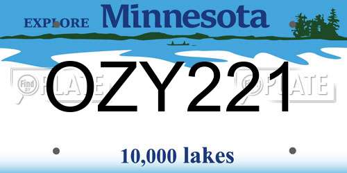 OZY221 Minnesota License Plate