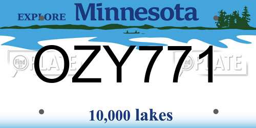 OZY771 Minnesota License Plate