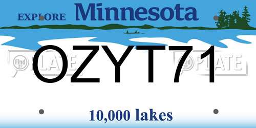 OZYT71 Minnesota License Plate
