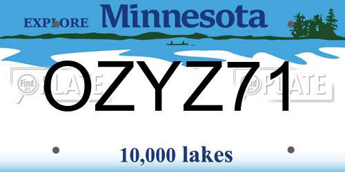 OZYZ71 Minnesota License Plate