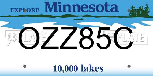 OZZ85C Minnesota License Plate