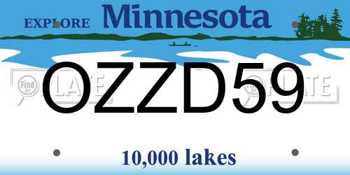 OZZD59 Minnesota License Plate