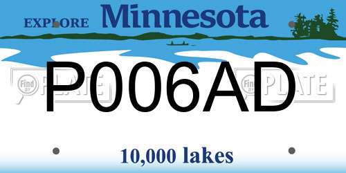 P006AD Minnesota License Plate