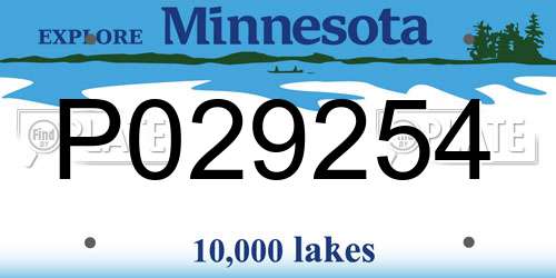 P029254 Minnesota License Plate