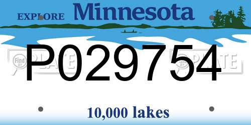 P029754 Minnesota License Plate