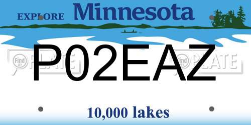 P02EAZ Minnesota License Plate
