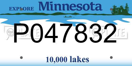 P047832 Minnesota License Plate