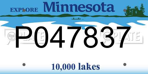 P047837 Minnesota License Plate