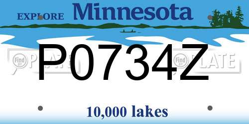 P0734Z Minnesota License Plate
