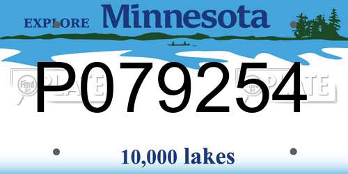 P079254 Minnesota License Plate