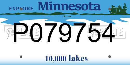 P079754 Minnesota License Plate