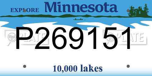 P269151 Minnesota License Plate