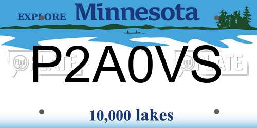 P2A0VS Minnesota License Plate