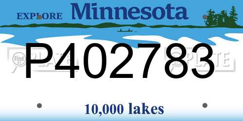 P402783 Minnesota License Plate