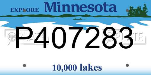 P407283 Minnesota License Plate
