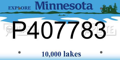 P407783 Minnesota License Plate
