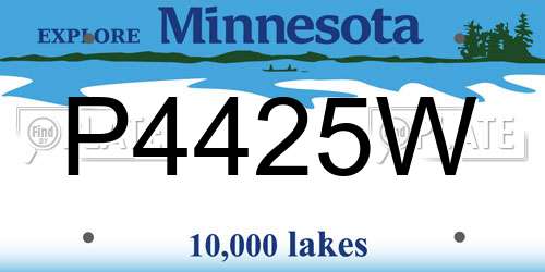 P4425W Minnesota License Plate