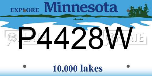 P4428W Minnesota License Plate