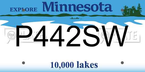 P442SW Minnesota License Plate