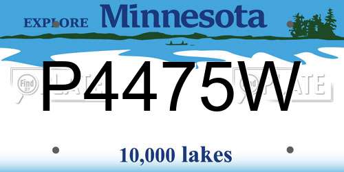 P4475W Minnesota License Plate