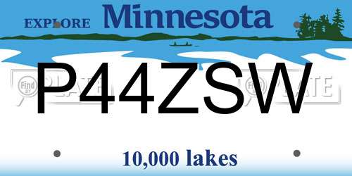 P44ZSW Minnesota License Plate
