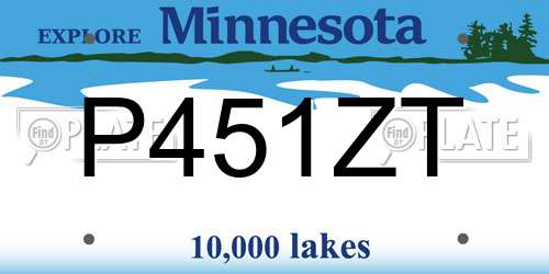 P451ZT Minnesota License Plate