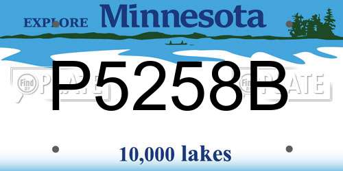 P5258B Minnesota License Plate